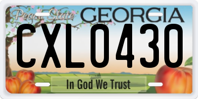 GA license plate CXL0430