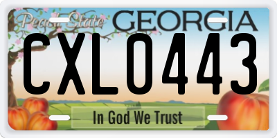 GA license plate CXL0443