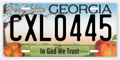 GA license plate CXL0445