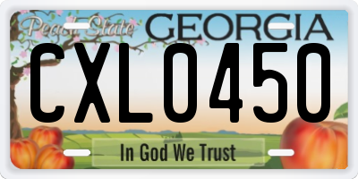 GA license plate CXL0450