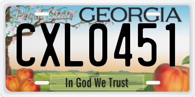 GA license plate CXL0451