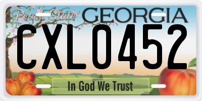 GA license plate CXL0452