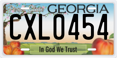 GA license plate CXL0454