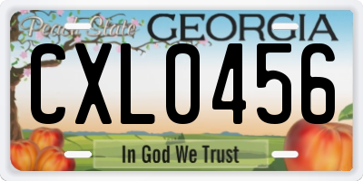 GA license plate CXL0456