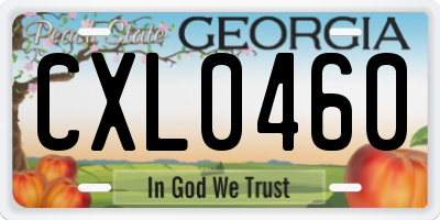 GA license plate CXL0460