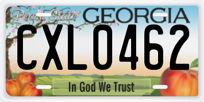 GA license plate CXL0462