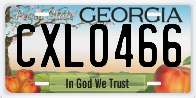 GA license plate CXL0466