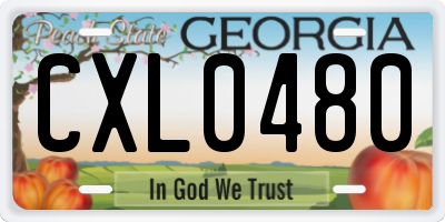 GA license plate CXL0480