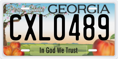 GA license plate CXL0489