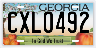 GA license plate CXL0492