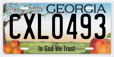 GA license plate CXL0493