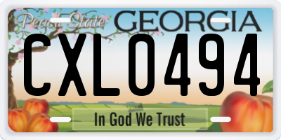 GA license plate CXL0494