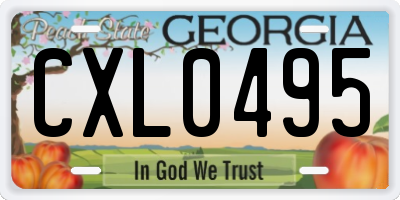 GA license plate CXL0495