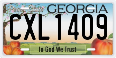 GA license plate CXL1409