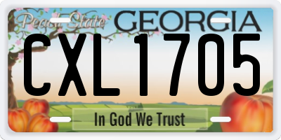 GA license plate CXL1705
