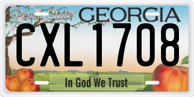 GA license plate CXL1708