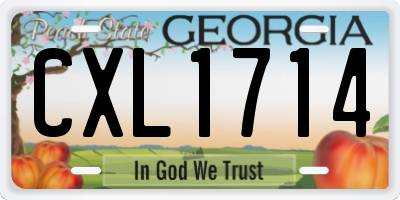 GA license plate CXL1714