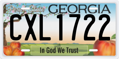 GA license plate CXL1722
