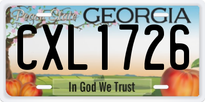 GA license plate CXL1726