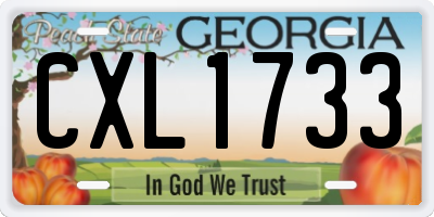 GA license plate CXL1733