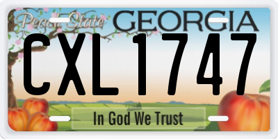 GA license plate CXL1747