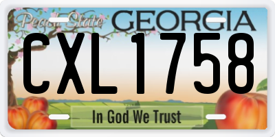 GA license plate CXL1758