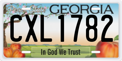 GA license plate CXL1782