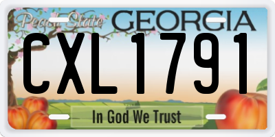 GA license plate CXL1791