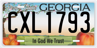 GA license plate CXL1793