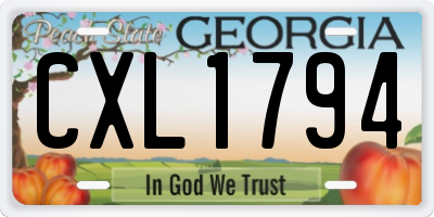 GA license plate CXL1794