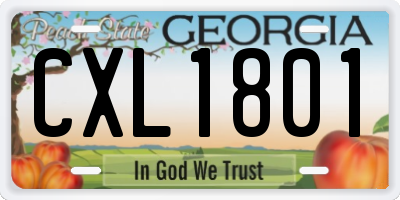 GA license plate CXL1801