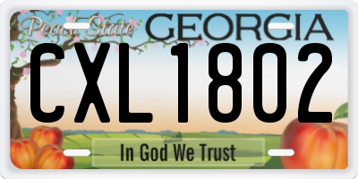 GA license plate CXL1802