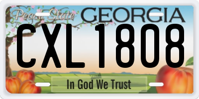 GA license plate CXL1808