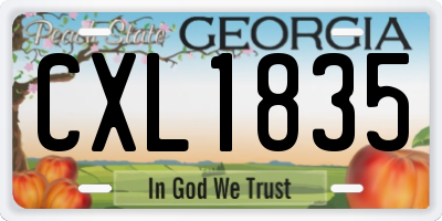 GA license plate CXL1835