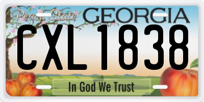 GA license plate CXL1838