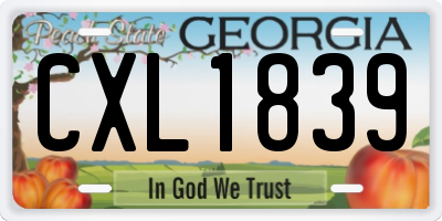 GA license plate CXL1839