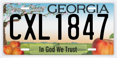 GA license plate CXL1847
