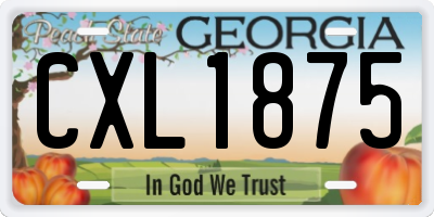 GA license plate CXL1875