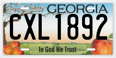 GA license plate CXL1892