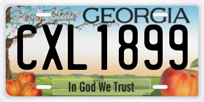 GA license plate CXL1899
