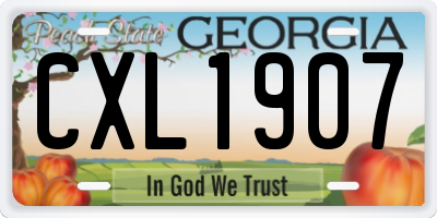 GA license plate CXL1907