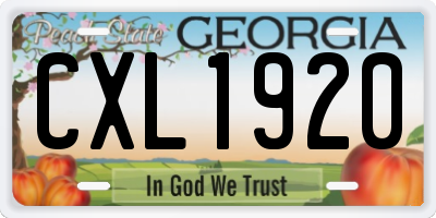 GA license plate CXL1920
