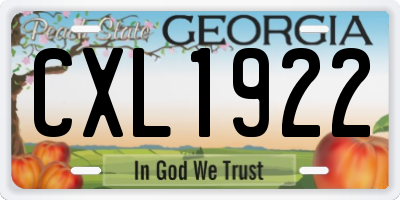 GA license plate CXL1922