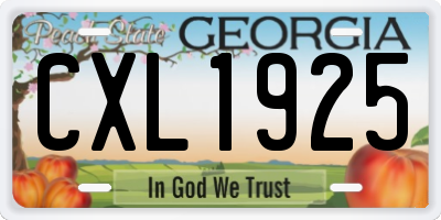 GA license plate CXL1925