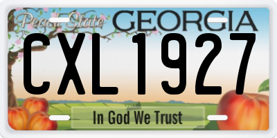 GA license plate CXL1927