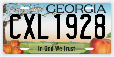 GA license plate CXL1928