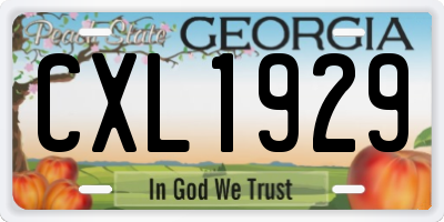 GA license plate CXL1929