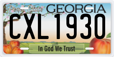 GA license plate CXL1930