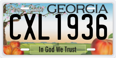 GA license plate CXL1936