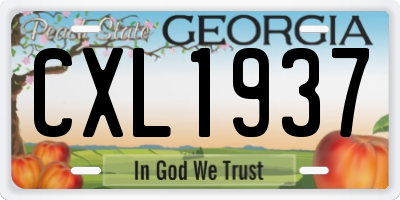 GA license plate CXL1937
